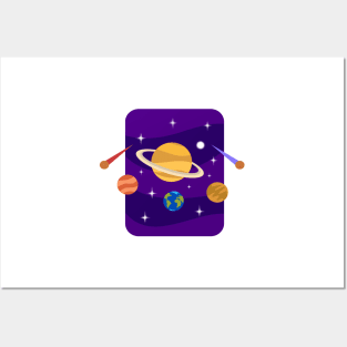 Solar System With Planets Astronaut gift Posters and Art